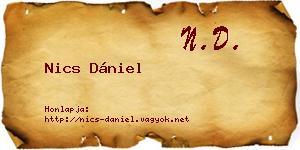 Nics Dániel névjegykártya